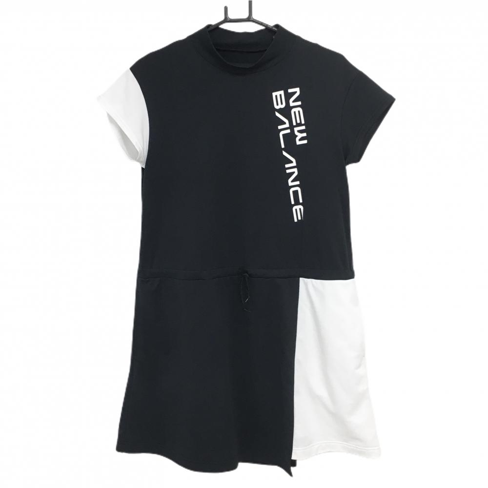 【超美品】ニューバランスゴルフ 半袖ハイネックワンピース 黒×白 バイカラー 裏地付 レディース 1(M) ゴルフウェア New Balance