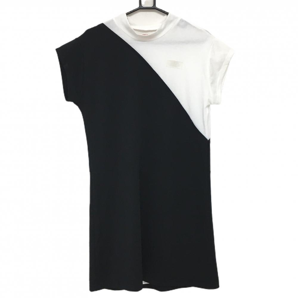 ニューバランスゴルフ 半袖ハイネックワンピース 黒×白 バイカラー  レディース 2(L) ゴルフウェア New Balance