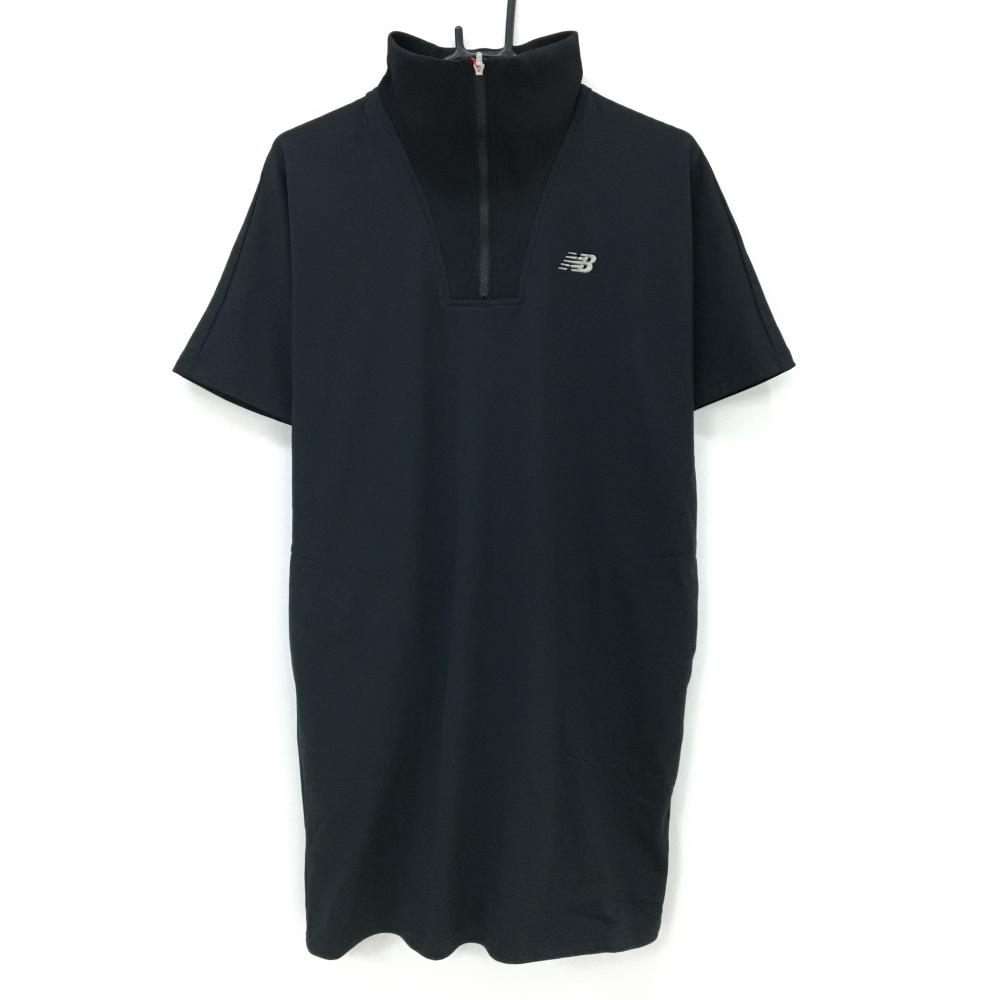 【新品】ニューバランスゴルフ 半袖ハイネックワンピース 黒 ロゴ刺しゅう  レディース 1(M) ゴルフウェア 2025年モデル New Balance