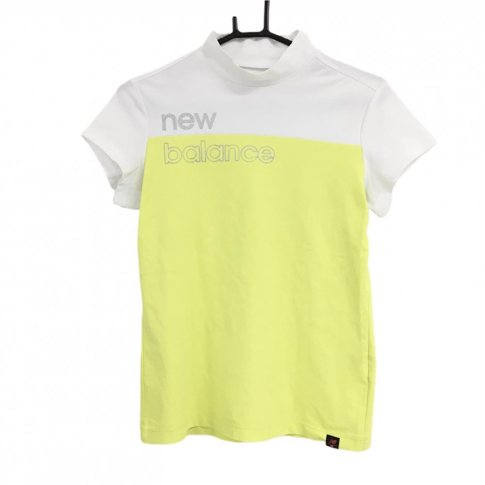 ニューバランスゴルフ 半袖ハイネックシャツ イエロー×白 ロゴシルバー レディース 1(M) ゴルフウェア New Balance