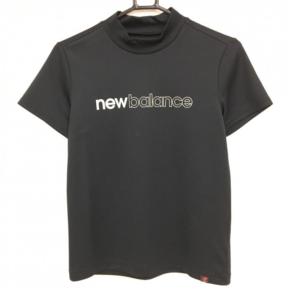ニューバランスゴルフ 半袖ハイネックシャツ 黒 シルバーロゴプリント  レディース 2(L) ゴルフウェア New Balance