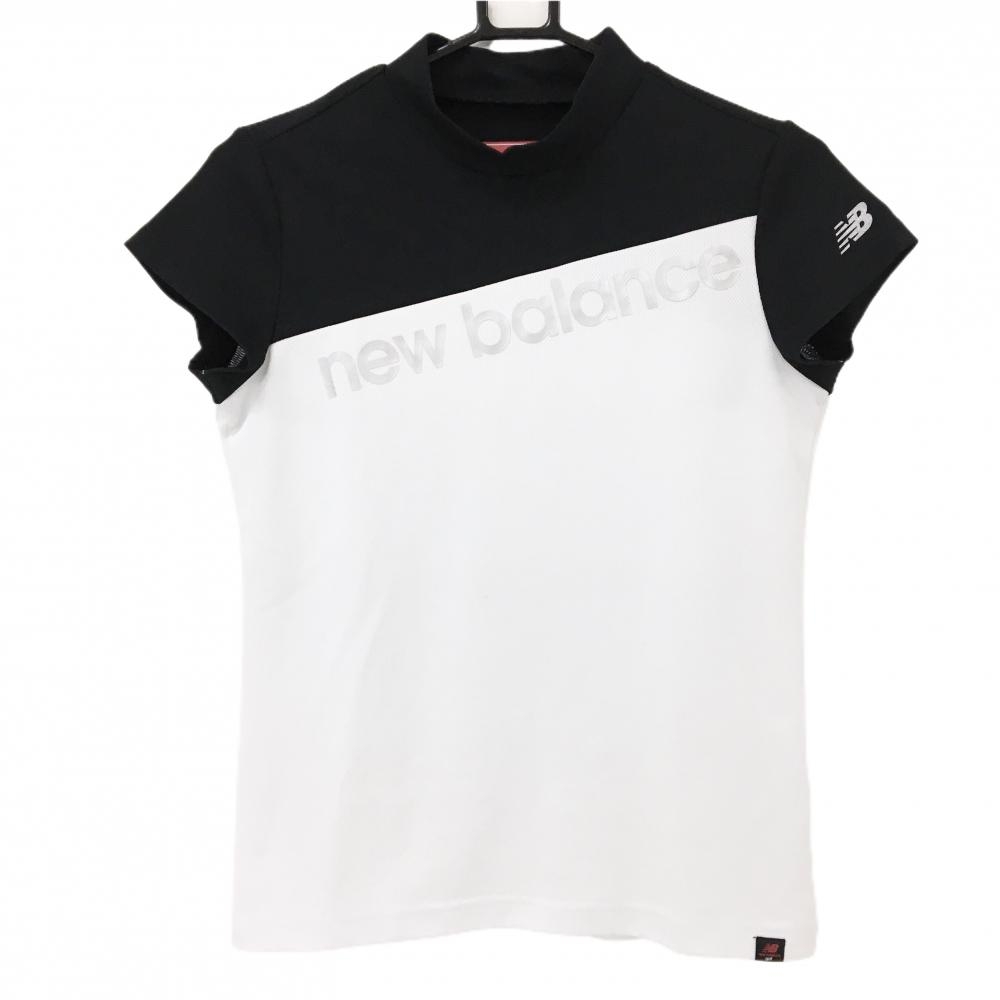 【超美品】ニューバランスゴルフ 半袖ハイネックシャツ 白×黒 バイカラー レディース 1(M) ゴルフウェア 2023年モデル New Balance
