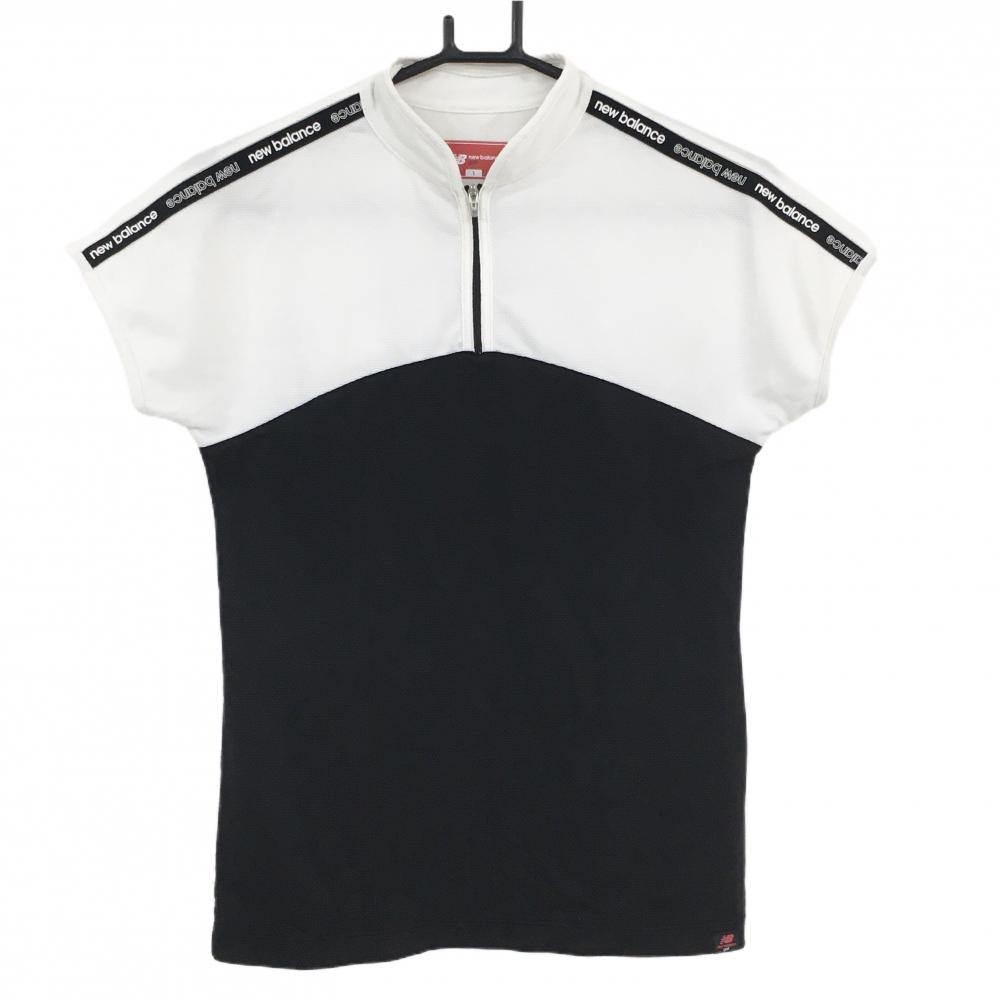 ニューバランスゴルフ 半袖ハイネックシャツ 白×黒 肩ロゴライン  レディース 1(M) ゴルフウェア New Balance