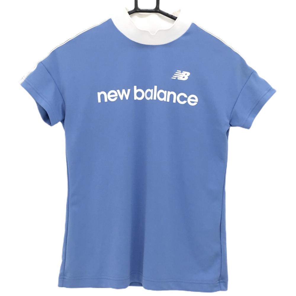 ニューバランスゴルフ 半袖ハイネックシャツ ライトブルー×白 フロントロゴラメ  レディース 1(M) ゴルフウェア 2024年モデル New Balance