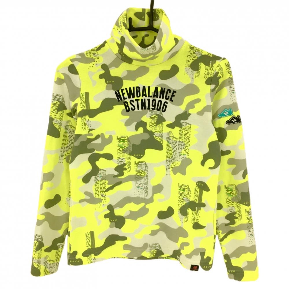 ニューバランスゴルフ 長袖ハイネックシャツ 白×蛍光イエロー 迷彩 カモフラ フロッキーロゴ  レディース 0(S) ゴルフウェア New Balance