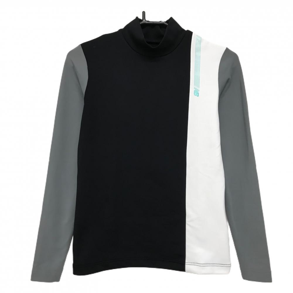 【美品】ニューバランスゴルフ 長袖ハイネックシャツ 黒×グレー 裏起毛  レディース 0(S) ゴルフウェア 2023年モデル New Balance