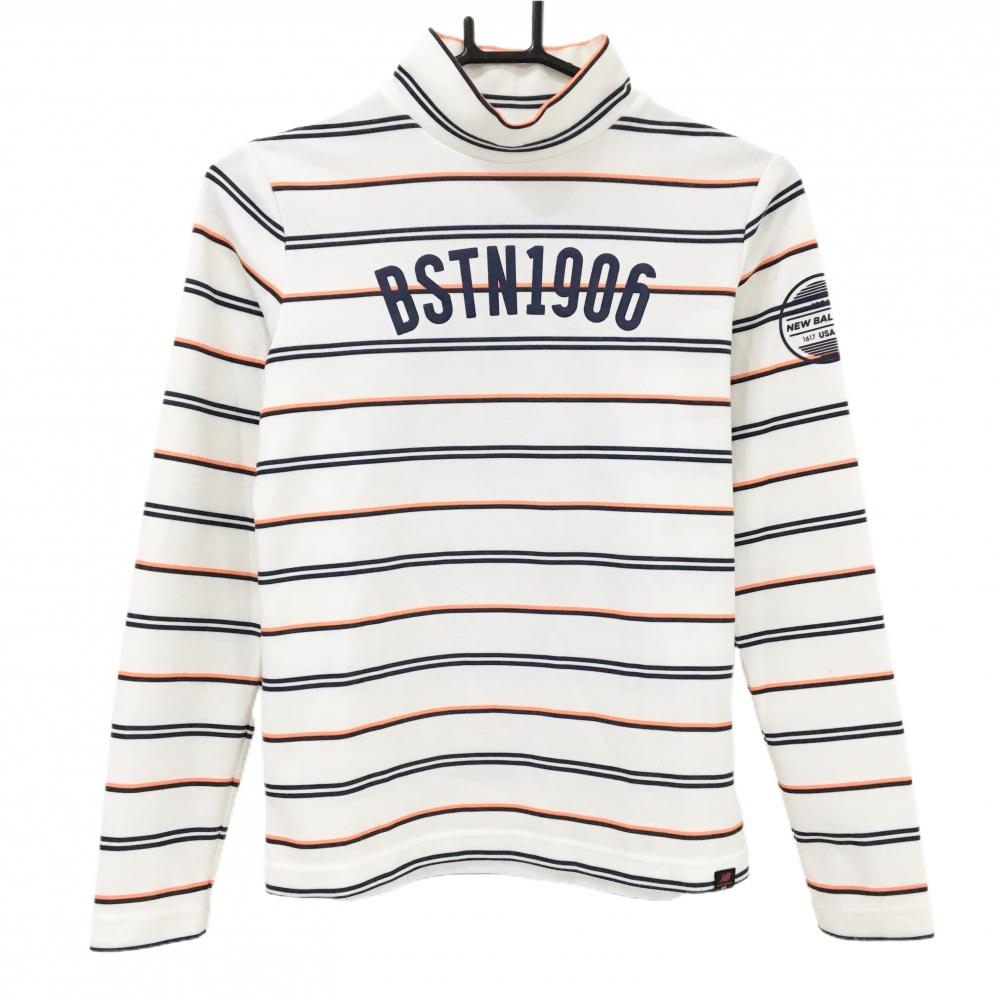 ニューバランスゴルフ 長袖ハイネックシャツ 白×ネイビー ボーダー レディース 1(M) ゴルフウェア New Balance