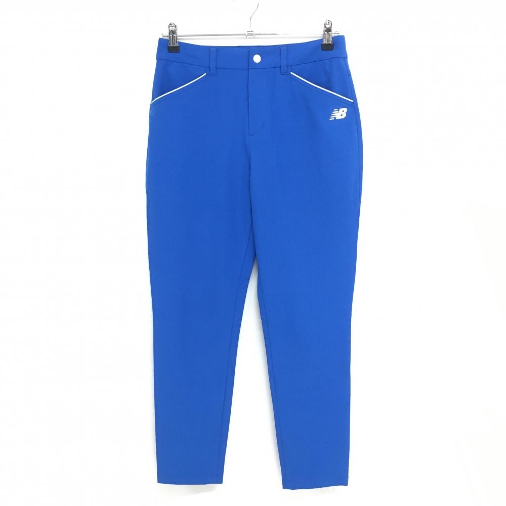 【超美品】ニューバランスゴルフ パンツ ブルー×白 ロゴプリント ストレッチ レディース 1(M) ゴルフウェア 2024年モデル New Balance
