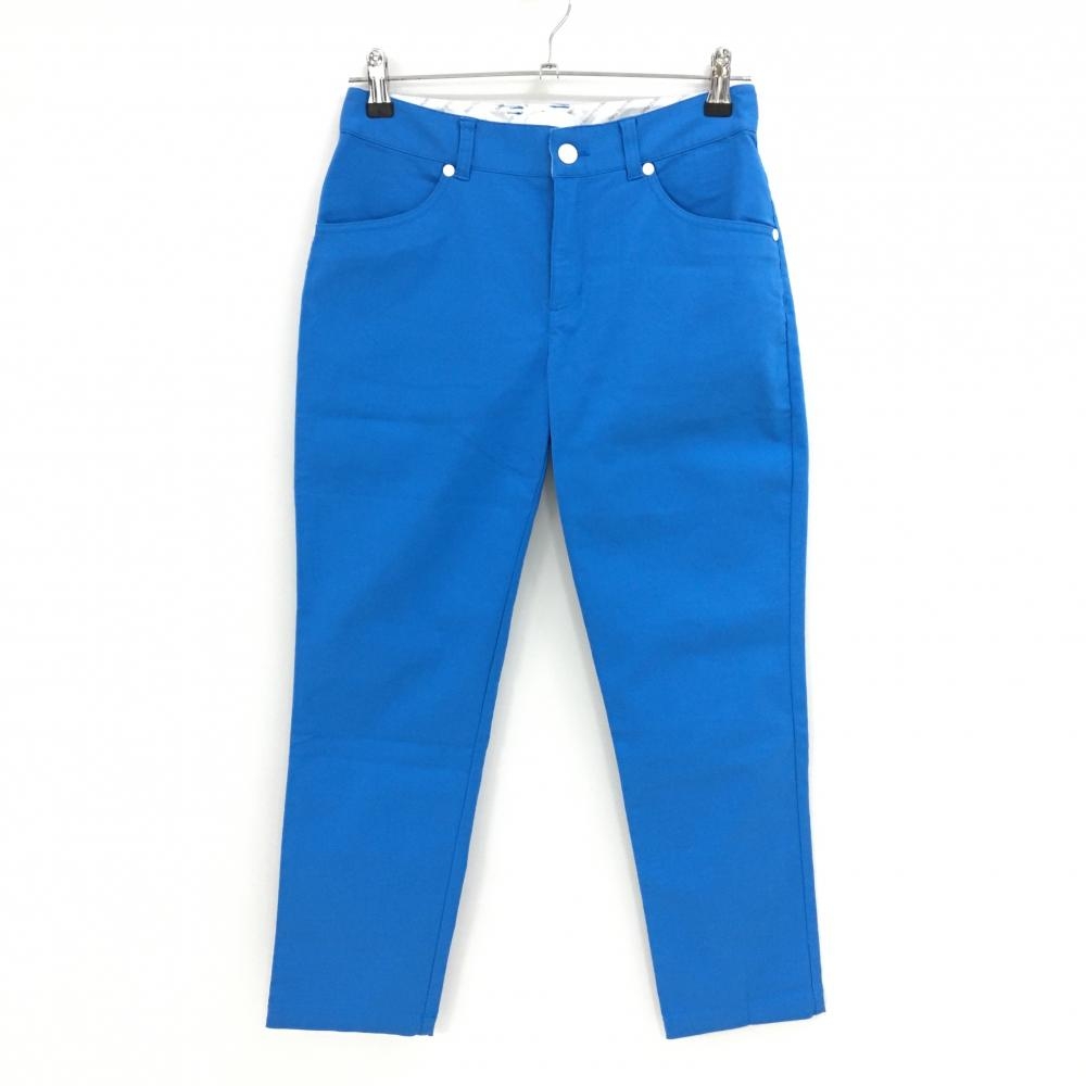 【超美品】ニューバランスゴルフ パンツ ブルー×白 ヒップ刺しゅう コットン混 レディース 1(M) ゴルフウェア New Balance