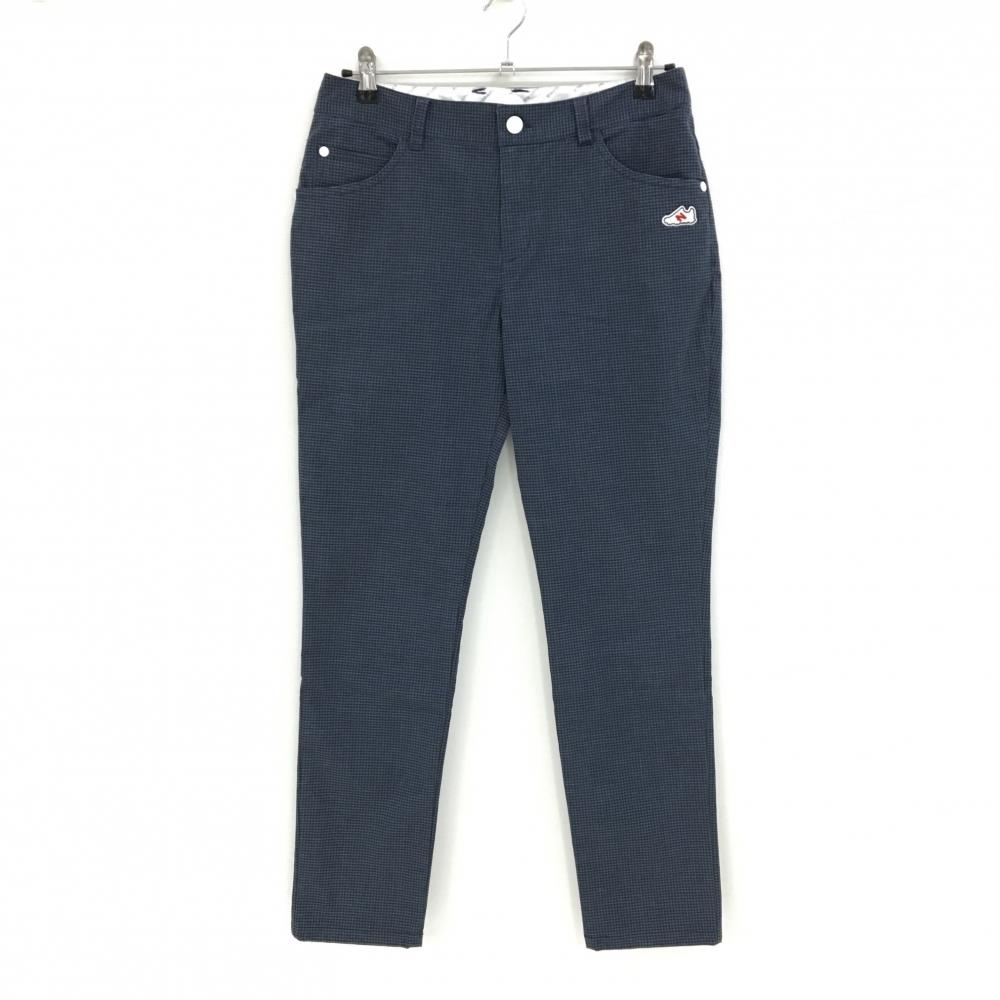 【超美品】ニューバランスゴルフ パンツ ネイビー×グレー ギンガムチェック ストレッチ  レディース 2(L) ゴルフウェア New Balance