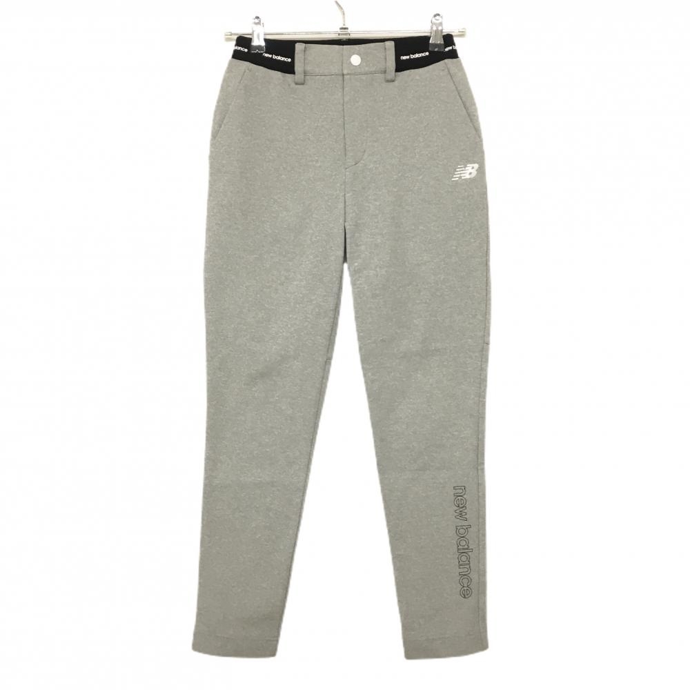 【超美品】ニューバランスゴルフ パンツ 杢ライトグレー 裾ロゴプリント  レディース 00(XS) ゴルフウェア 2024年モデル New Balance