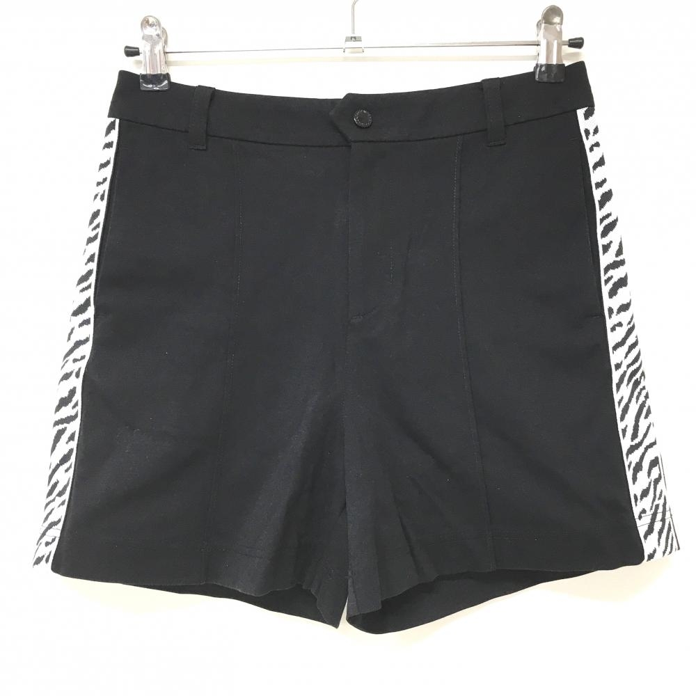 【超美品】ニューバランスゴルフ ショートパンツ 黒×白 サイドゼブラ柄 レディース 0(S) ゴルフウェア New Balance