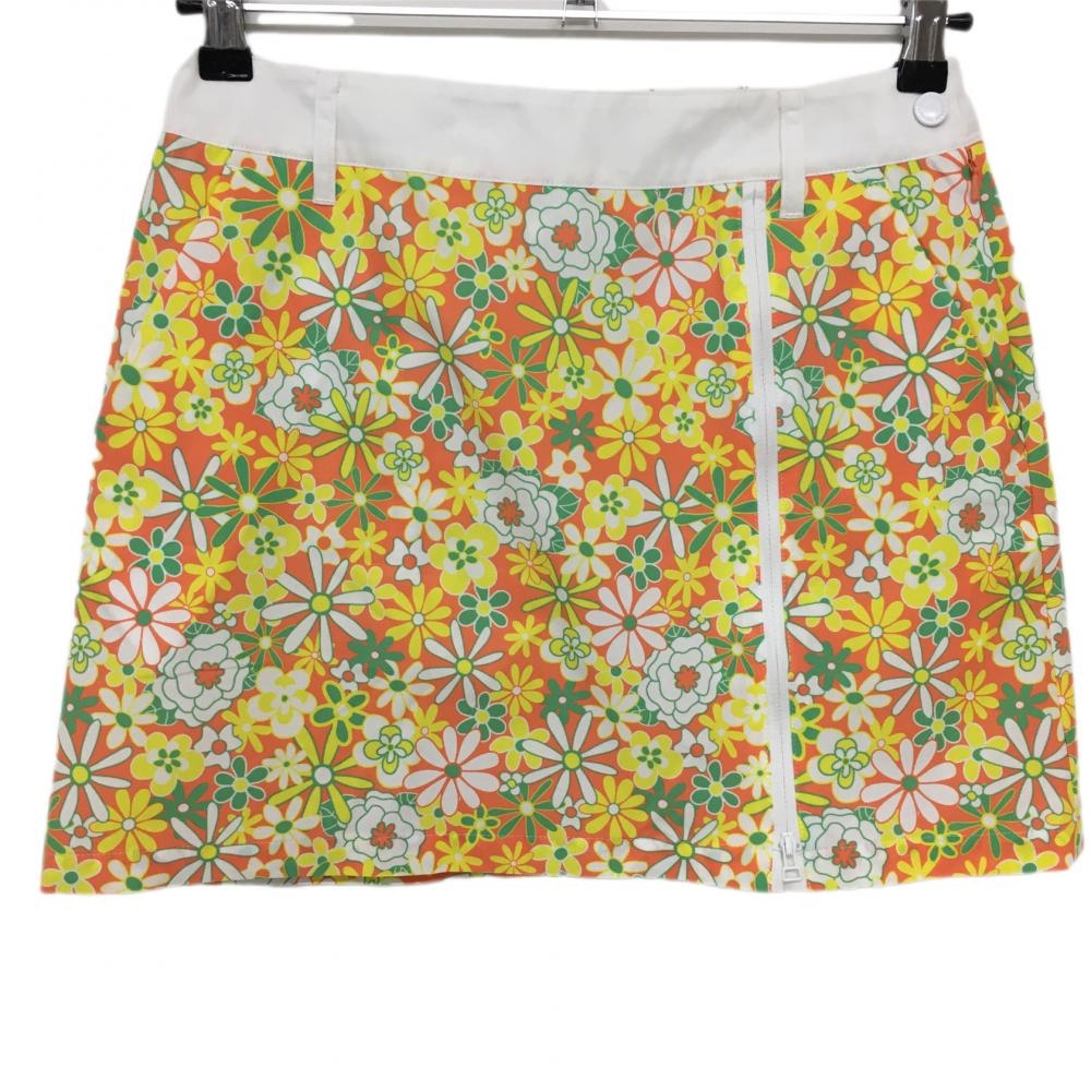 【超美品】ニューバランス スカート イエロー×オレンジ 花柄 レディース 0(S) ゴルフウェア 2021年モデル New Balance