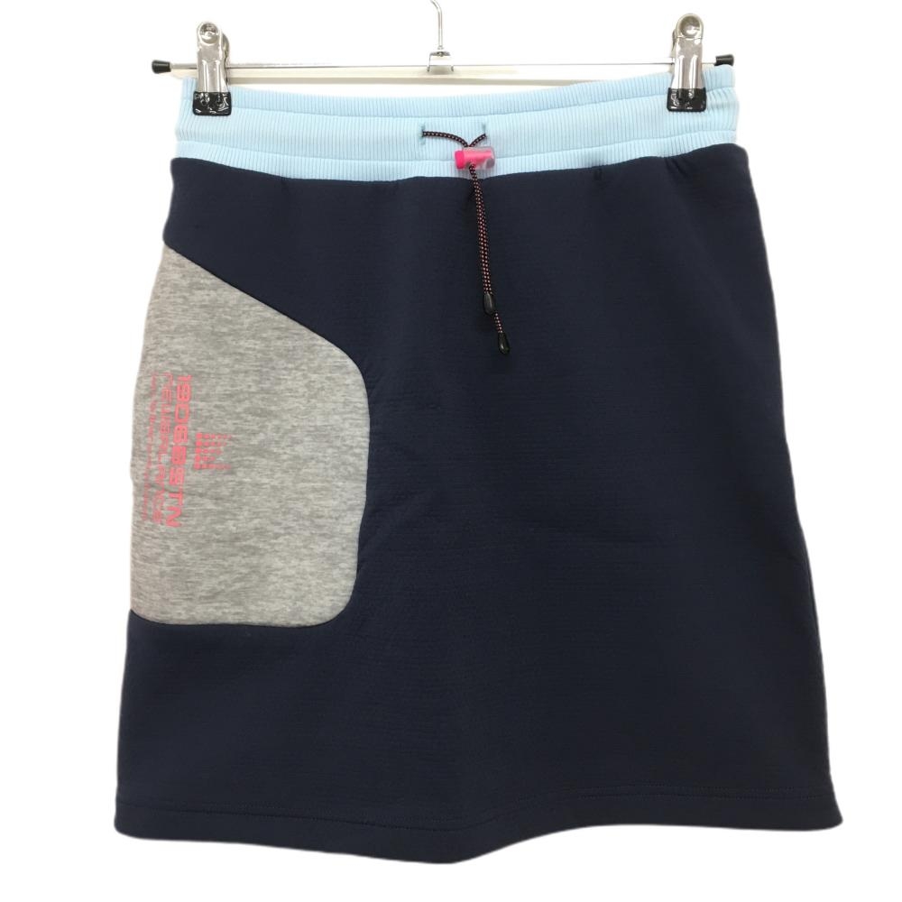 【超美品】ニューバランス スカート ネイビー×ピンク 織生地 ウエストゴム 調節紐 ストレッチ レディース 0(S) ゴルフウェア New Balance