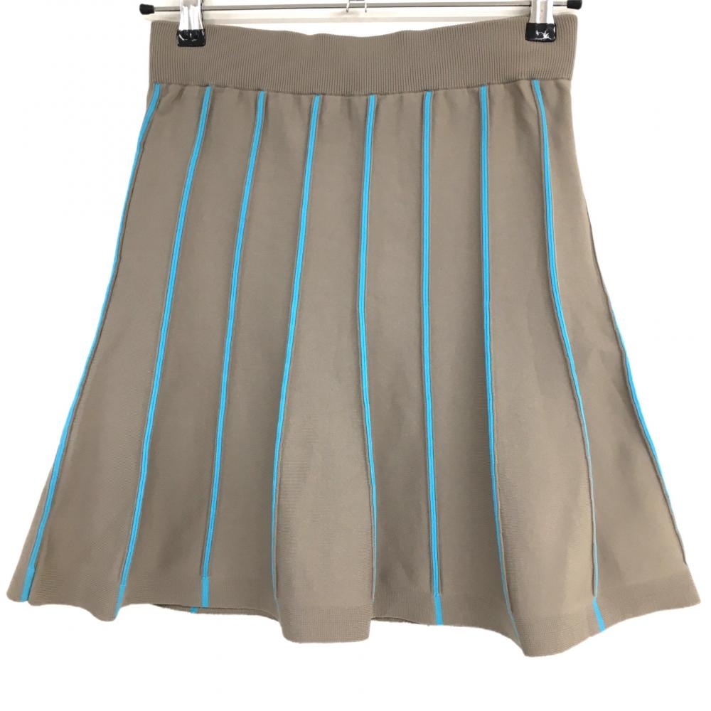 【美品】ニューバランスゴルフ ニットスカート グレー×ライトブルー ストライプ  レディース 0(S) ゴルフウェア 2023年モデル New Balance