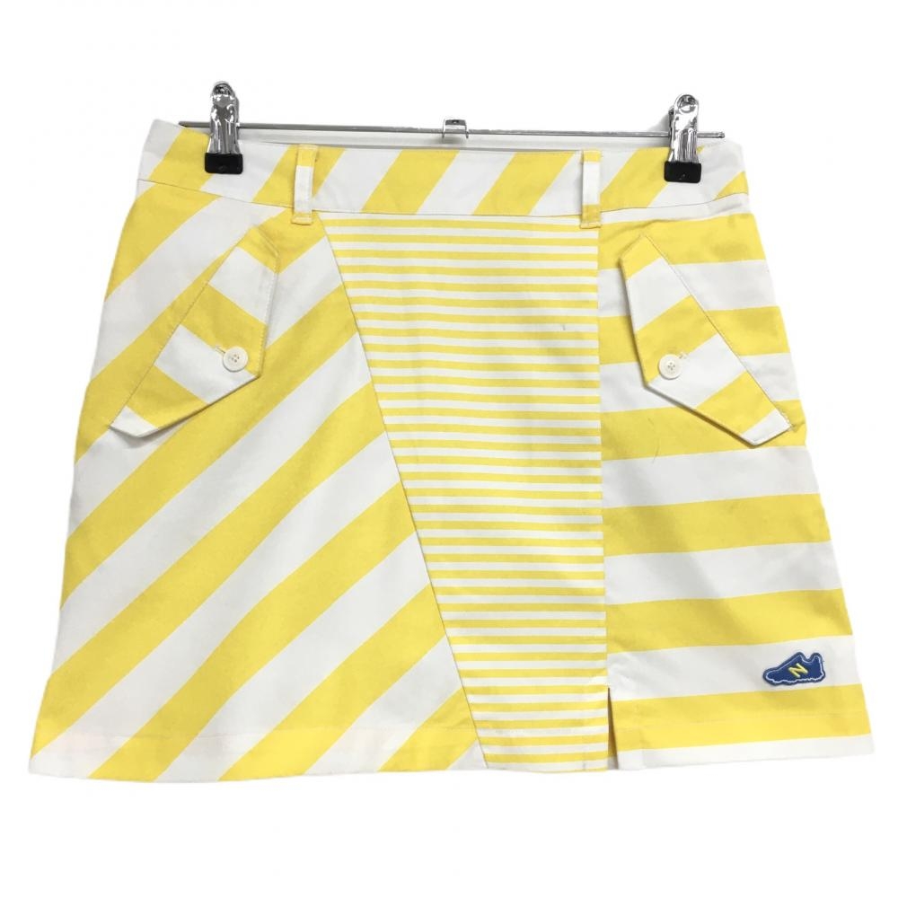 ニューバランスゴルフ スカート イエロー×白 ボーダー柄 スニーカーワッペン  レディース 1(M) ゴルフウェア New Balance