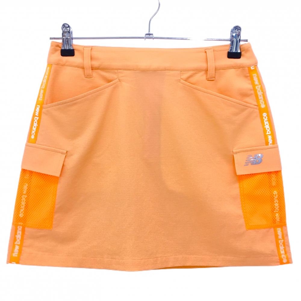 【超美品】ニューバランスゴルフ カーゴスカート ライトオレンジ×蛍光オレンジ 織生地 レディース O(S) ゴルフウェア New Balance