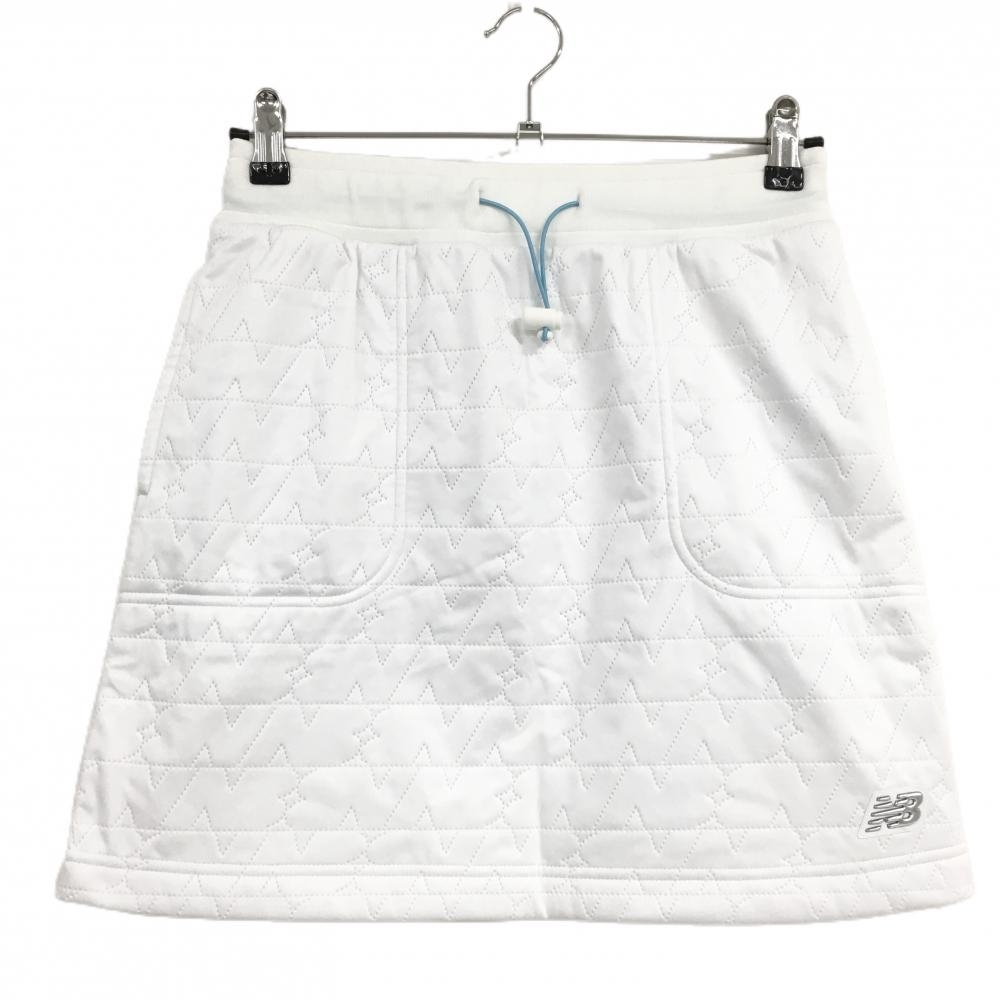 【超美品】ニューバランスゴルフ スカート 白 織生地 裏起毛 ウエストゴム＆ドローコード レディース 0(S) ゴルフウェア New Balance