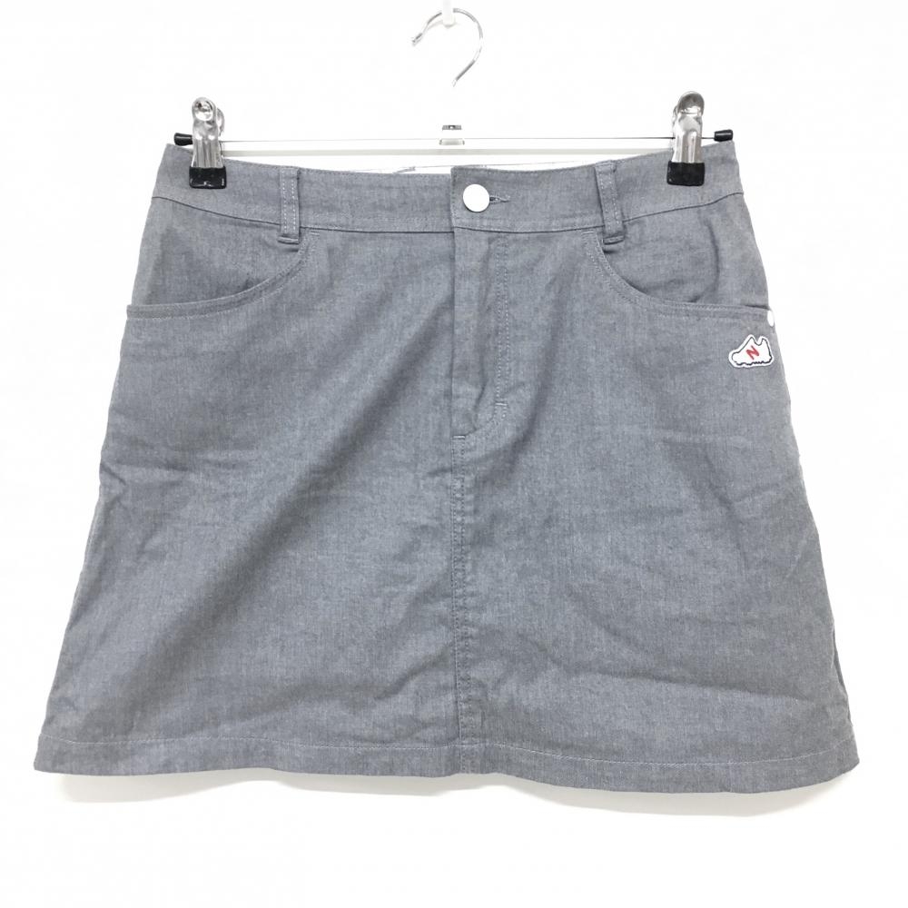【超美品】ニューバランスゴルフ スカート 杢グレー ヒップワッペン  レディース 0(S) ゴルフウェア New Balance