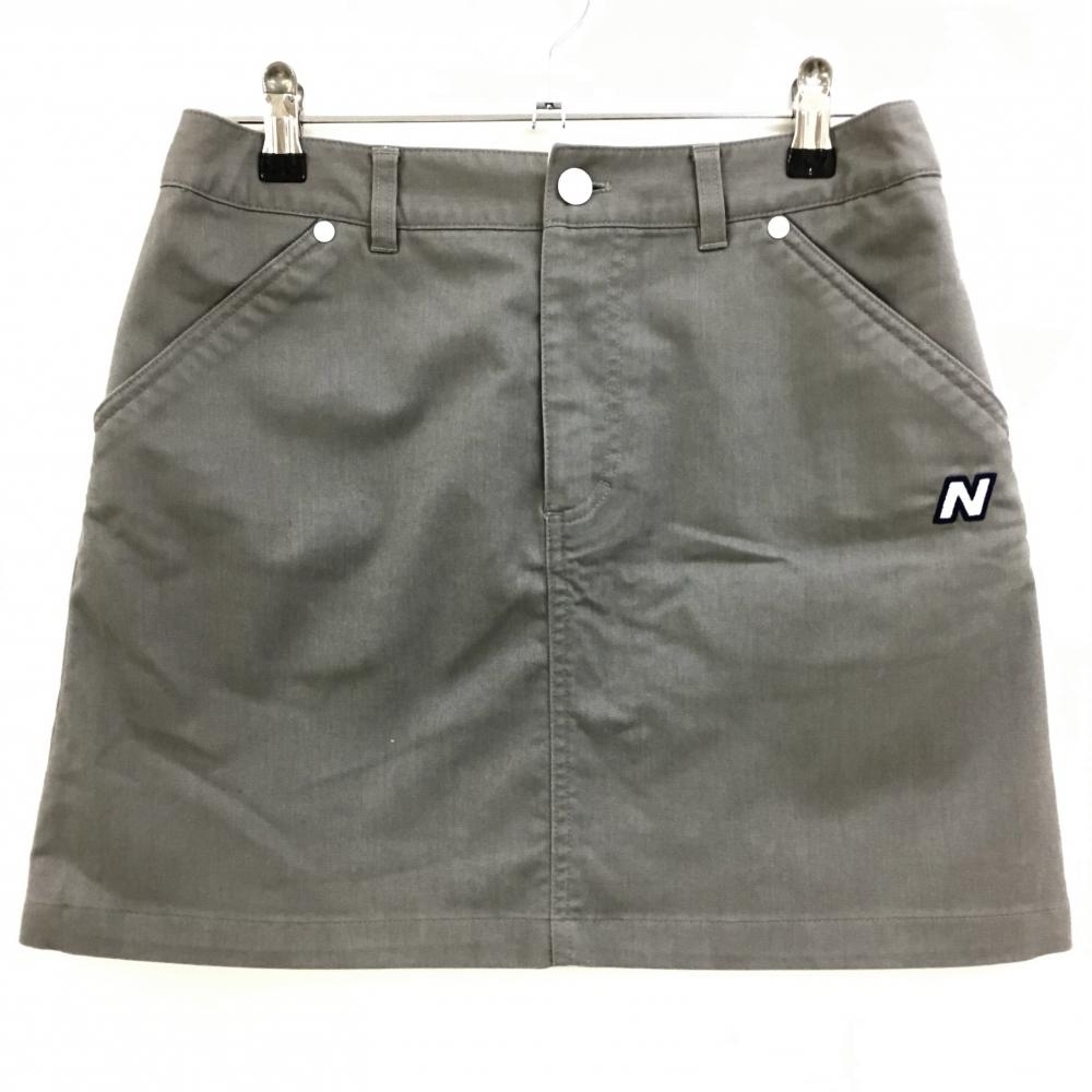【超美品】ニューバランスゴルフ スカート グレー ロゴ刺しゅう レディース M ゴルフウェア New Balance