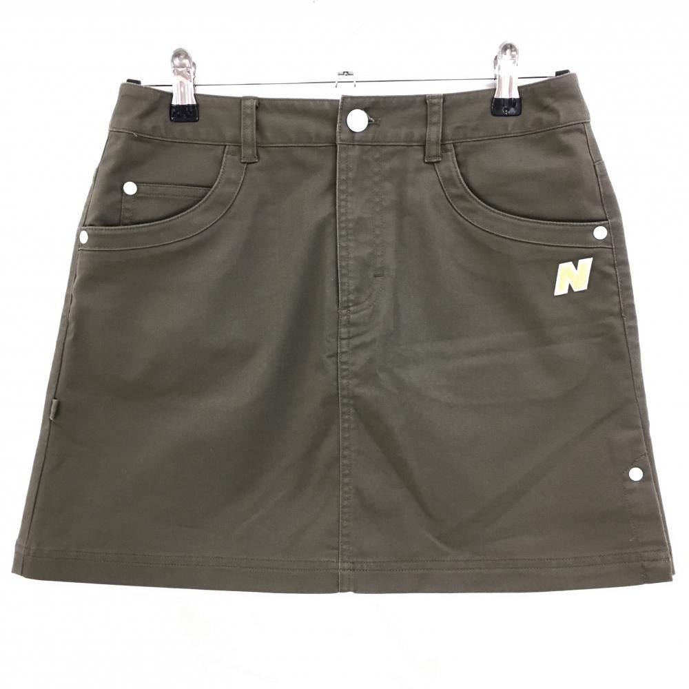 【美品】ニューバランスゴルフ スカート カーキ ロゴワッペン  レディース 1(M) ゴルフウェア New Balance