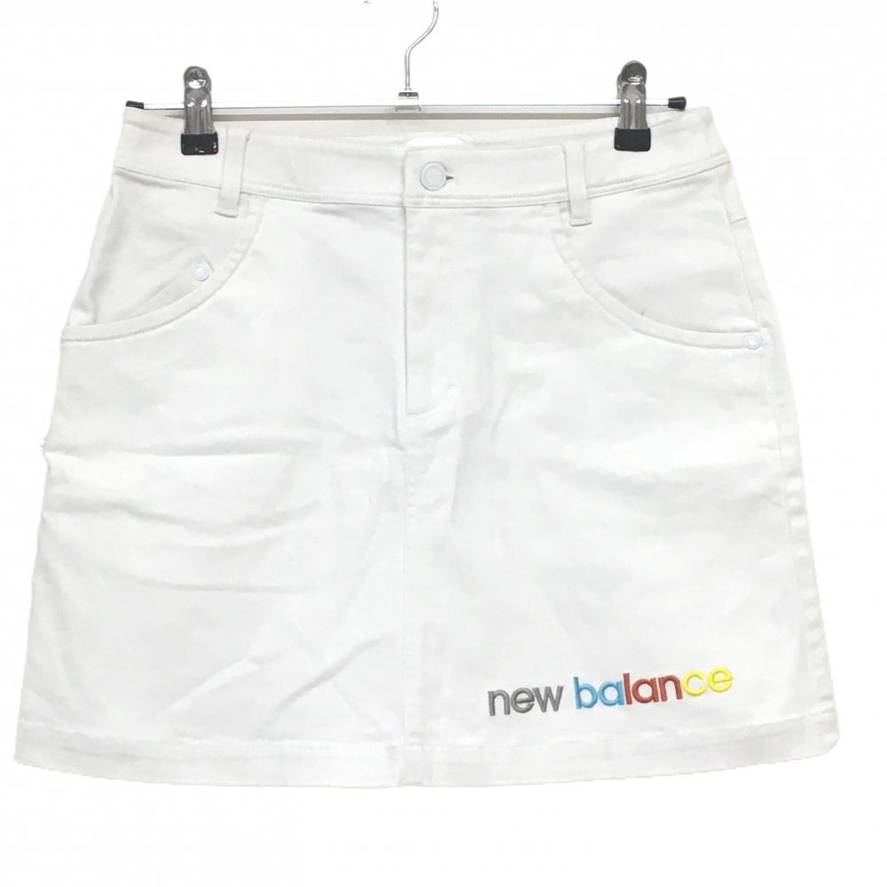 ニューバランスゴルフ スカート 白 カラフルロゴ刺しゅう レディース 1(M) ゴルフウェア New Balance