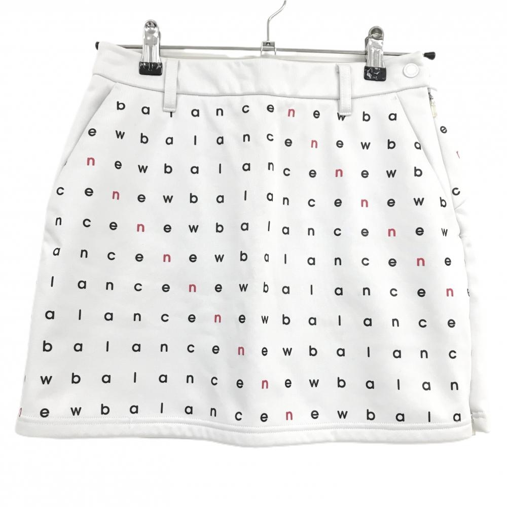 ニューバランスゴルフ スカート 白×黒 ロゴ総柄 裏起毛  レディース 0(S) ゴルフウェア New Balance