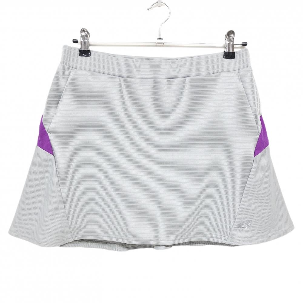 【超美品】ニューバランスゴルフ スカート グレー×パープル ボーダー織生地 レディース 2(L) ゴルフウェア 2023年モデル New Balance