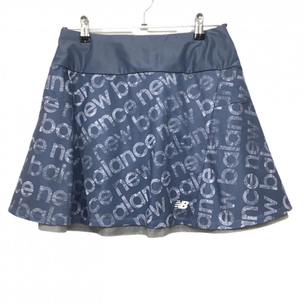 ニューバランスゴルフ メッシュスカート ネイビー系 ロゴ総柄 ウエストゴム 裏地付き レディース 1(M) ゴルフウェア New Balance