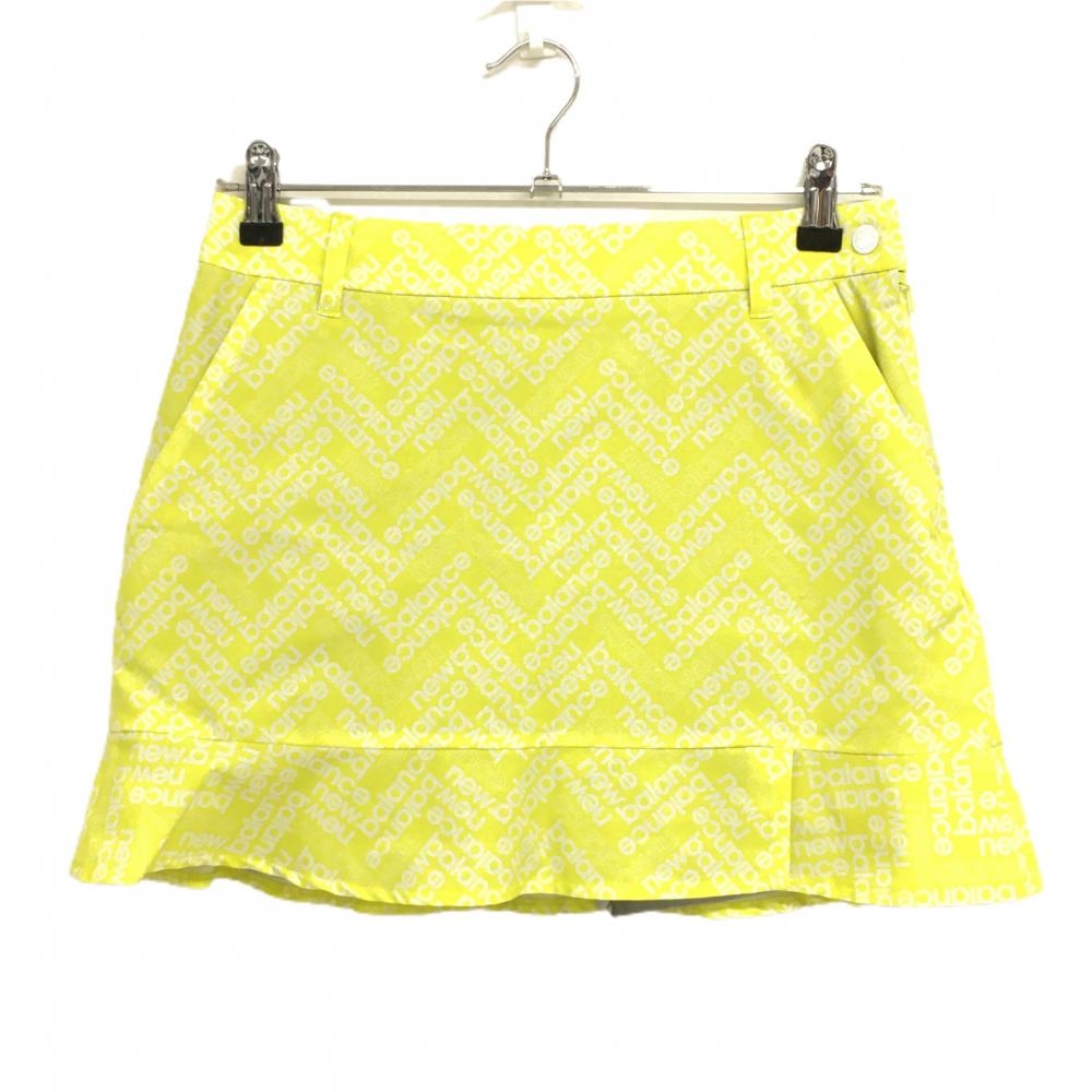 【美品】ニューバランスゴルフ スカート イエロー×白 ロゴ総柄 内側インナーパンツ  レディース 1(M) ゴルフウェア New Balance