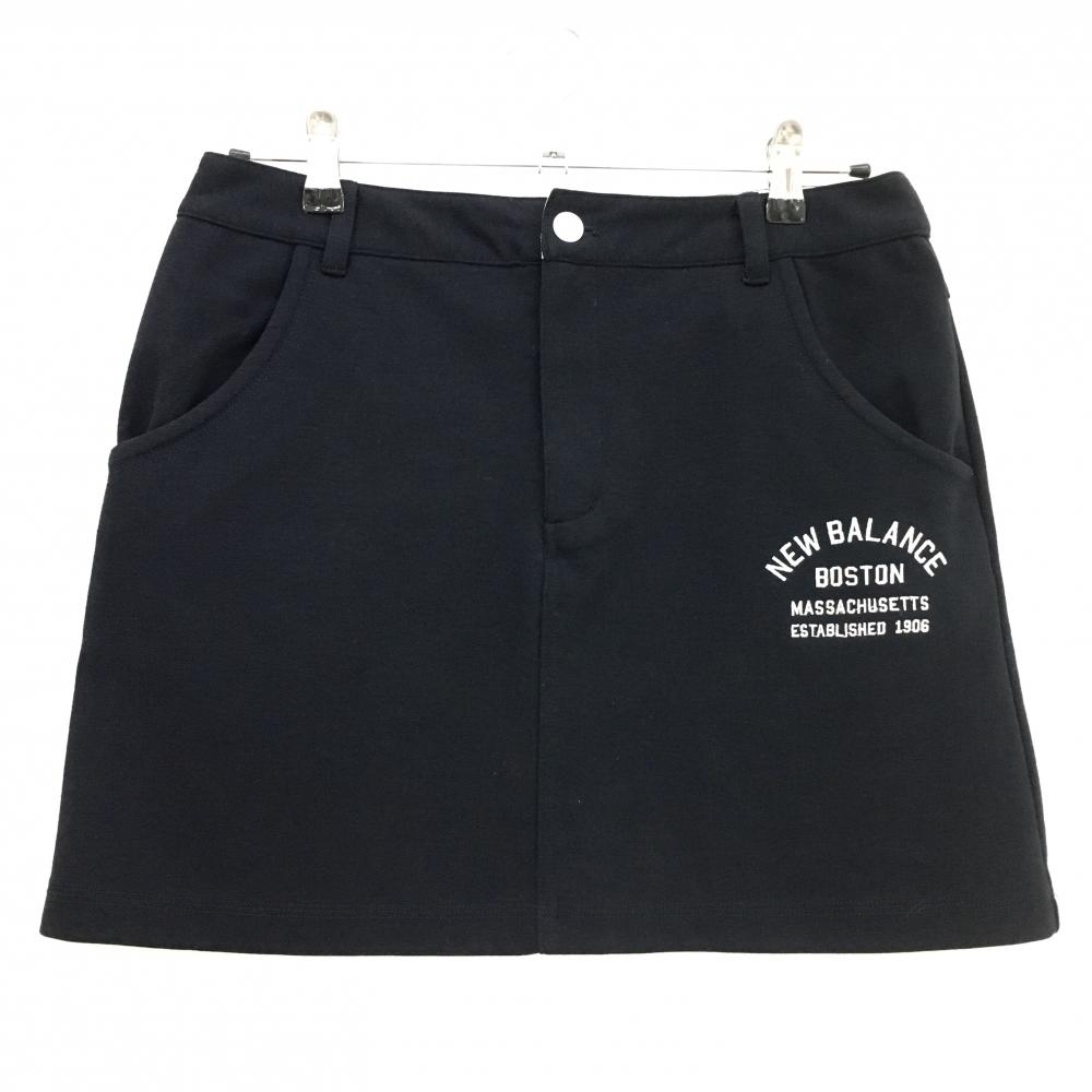 【美品】ニューバランスゴルフ スカート ネイビー ロゴ刺しゅう白  レディース 2(L) ゴルフウェア New Balance