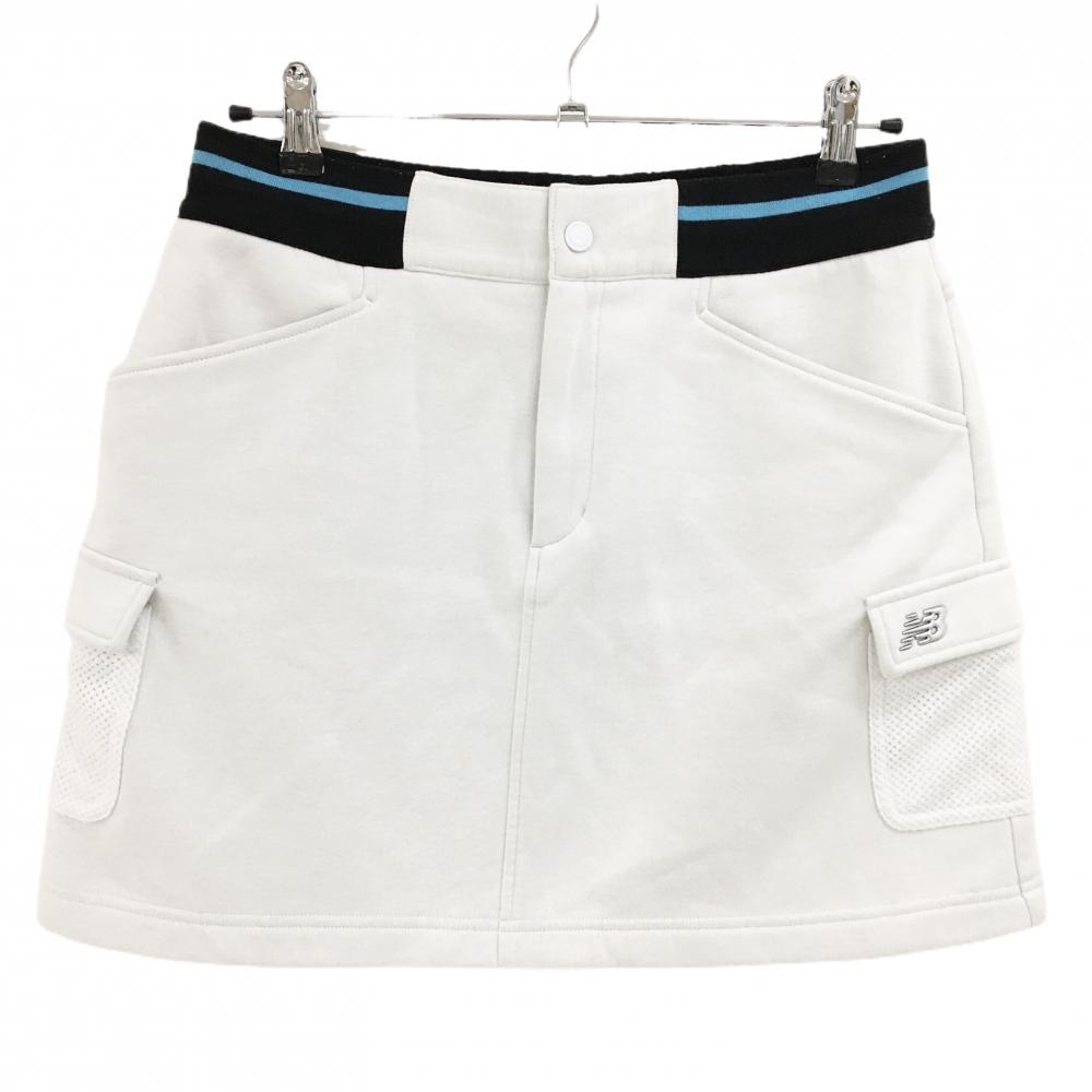 ニューバランスゴルフ カーゴスカート 白×黒 裏起毛 ウエスト一部ゴム レディース 2(L) ゴルフウェア New Balance