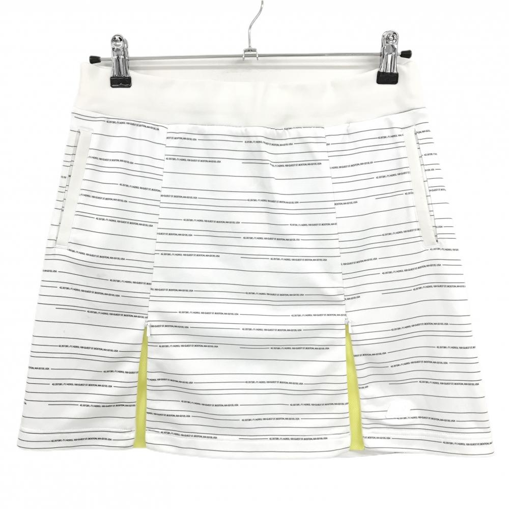 ニューバランスゴルフ スカート 白×黒×イエロー ボーダー調 一部メッシュ  レディース 2(L) ゴルフウェア New Balance