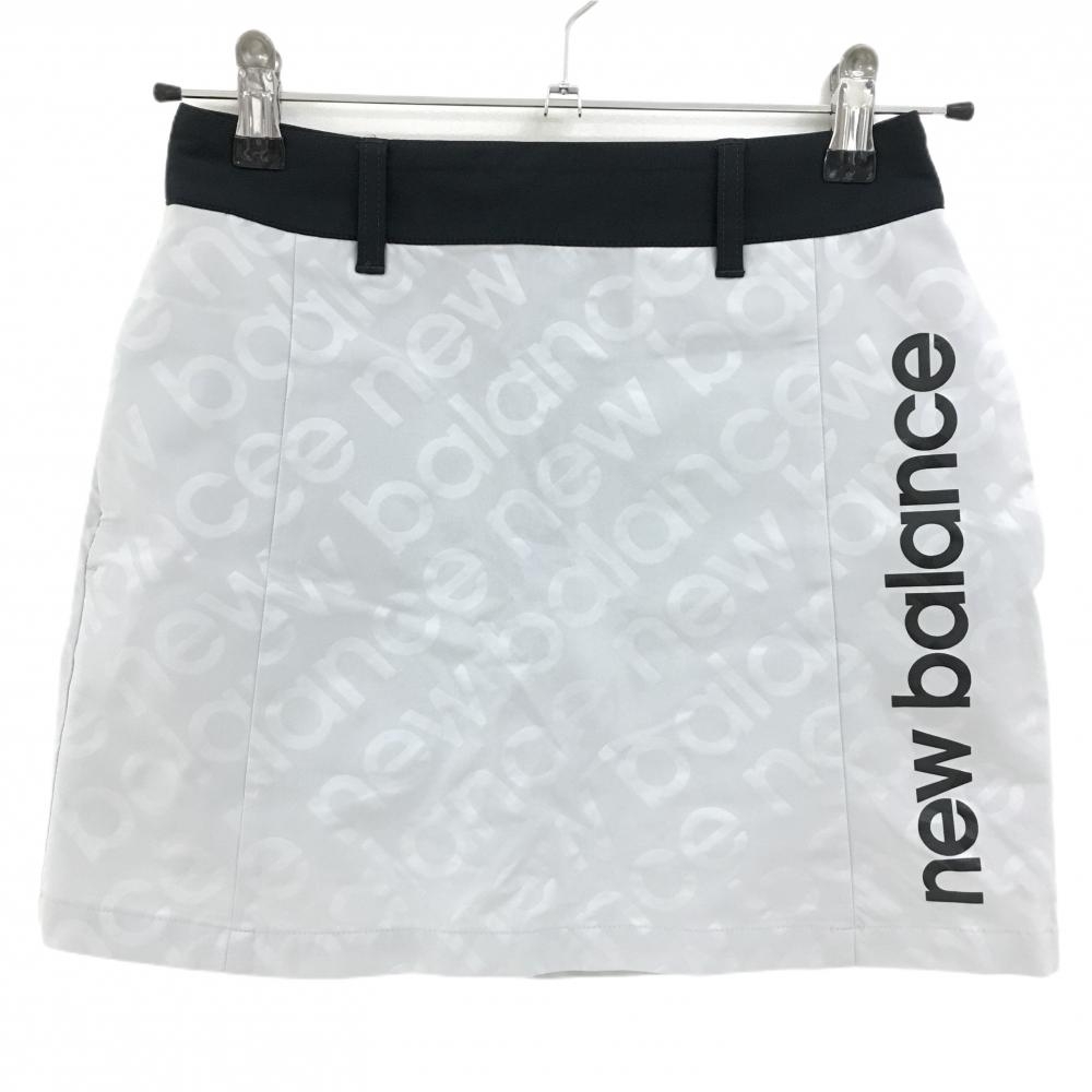 【超美品】ニューバランスゴルフ スカート ライトグレー×黒 ロゴ地模様  レディース 00(XS) ゴルフウェア 2023年モデル New Balance
