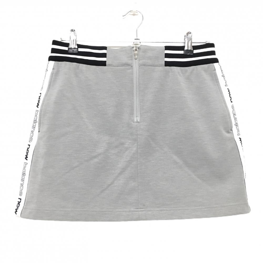 【美品】ニューバランスゴルフ スカート 杢グレー×白×黒 サイドロゴライン 裏起毛 レディース 2(L) ゴルフウェア New Balance