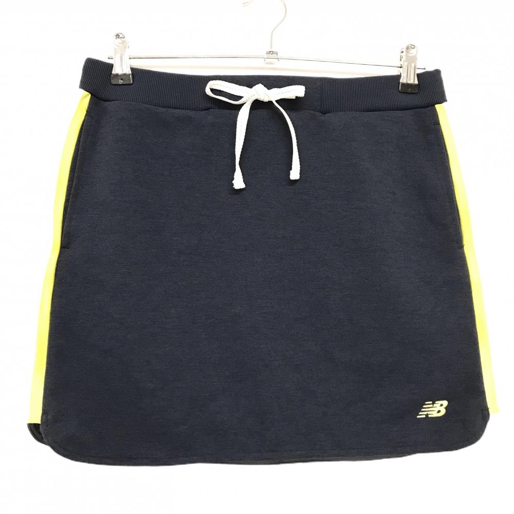 【美品】ニューバランスゴルフ スカート ネイビー×白 サイドライン ロゴ刺しゅう  レディース 2(L) ゴルフウェア New Balance