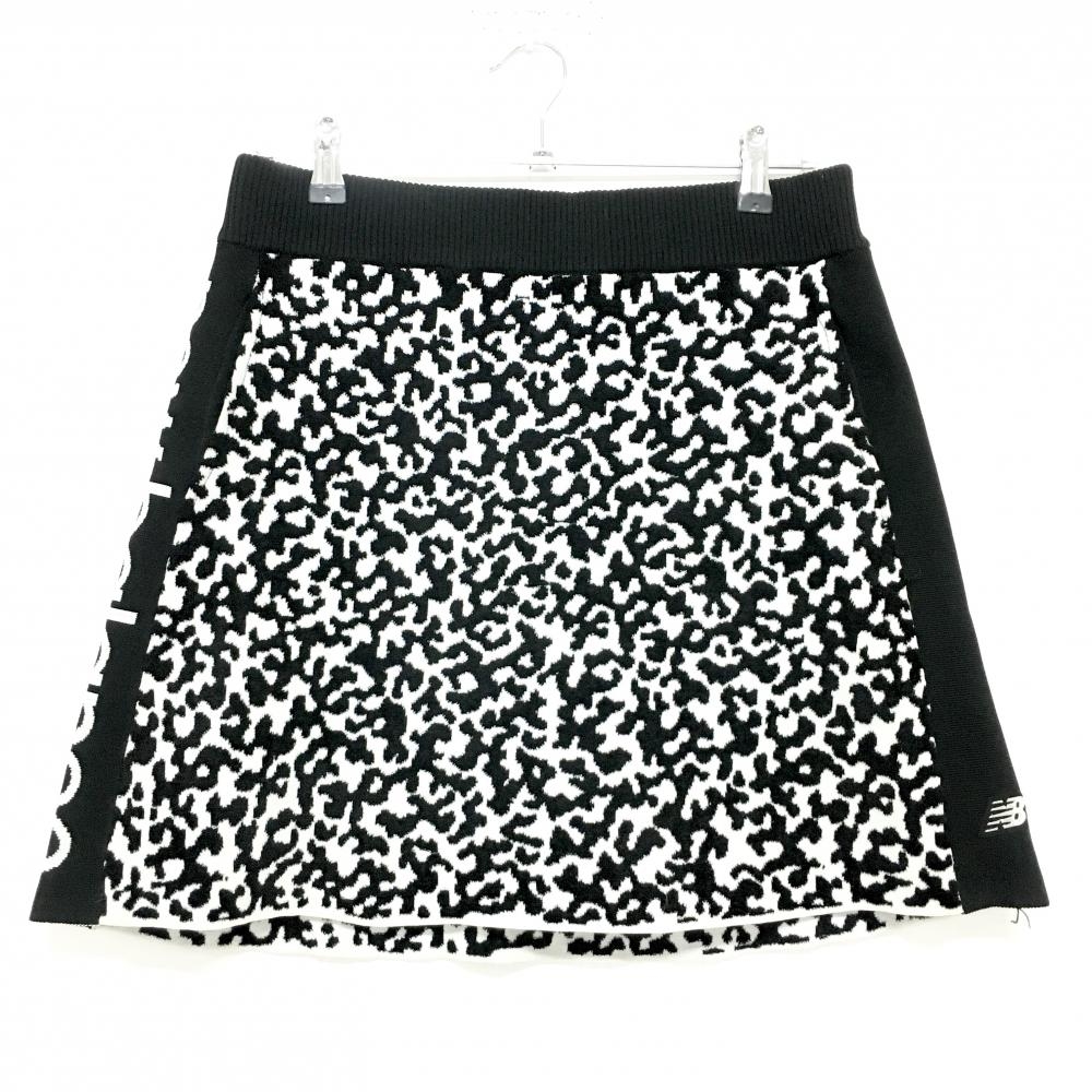 ニューバランスゴルフ ニットスカート 白×黒 総柄  レディース 2(L) ゴルフウェア New Balance