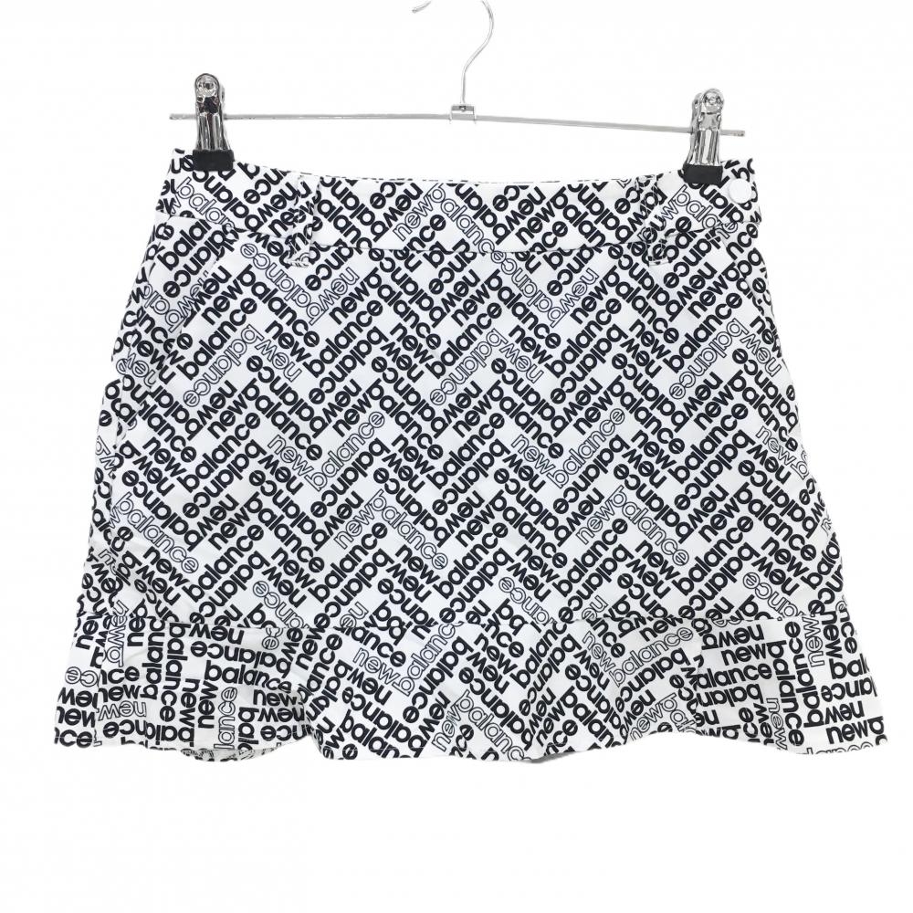 【超美品】ニューバランスゴルフ スカート 白×ネイビー ロゴ総柄 ストレッチ   レディース 0(S) ゴルフウェア New Balance