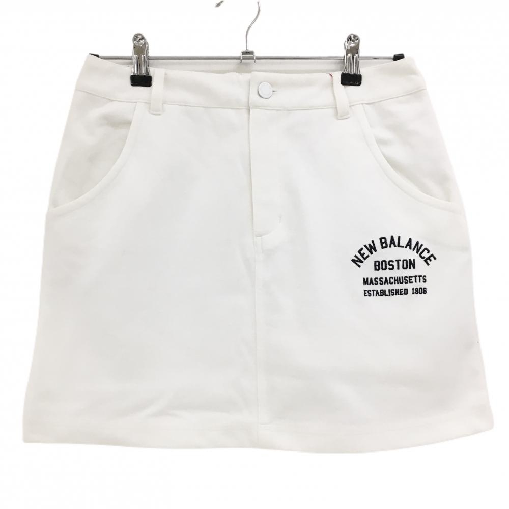 【新品】ニューバランスゴルフ スカート 白 ストレッチ ロゴ刺しゅう インナーパンツ付 レディース 1(M) ゴルフウェア New Balance