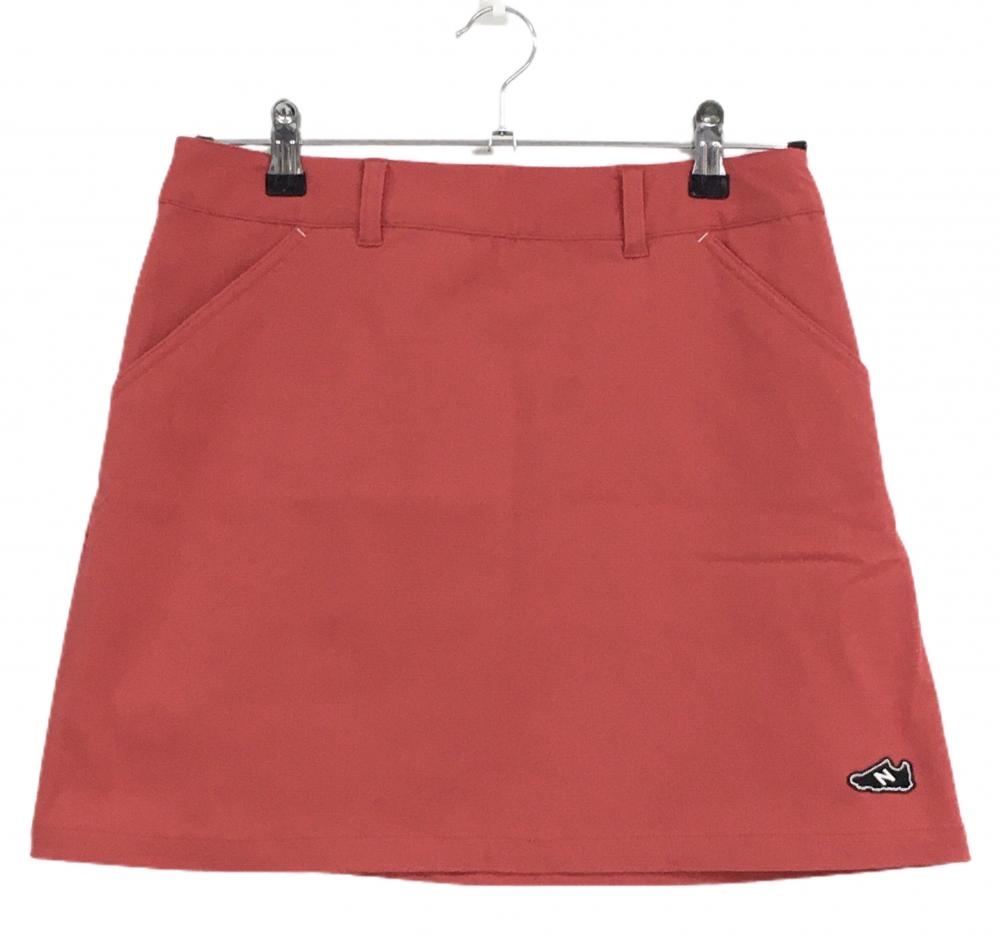 【超美品】ニューバランスゴルフ スカート レッド シューズワッペン ストレッチ  レディース 1(M) ゴルフウェア New Balance