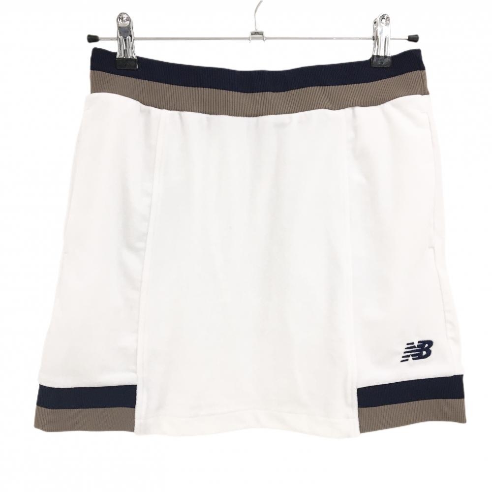 【新品】ニューバランスゴルフ スカート 白×ネイビー ウエストゴム ベロア レディース 1(M) ゴルフウェア 2024年モデル New Balance