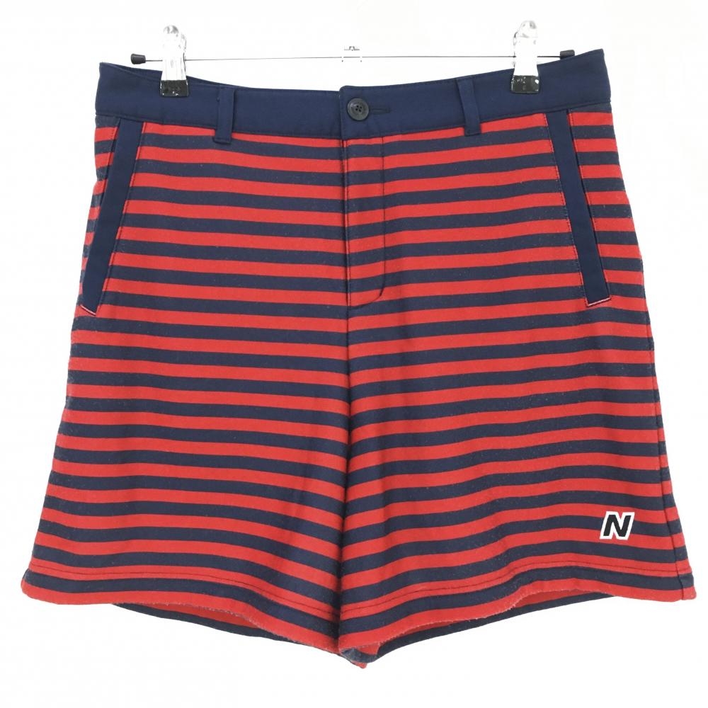 ニューバランスゴルフ キュロットスカート レッド×ネイビー ボーダー スウェット   レディース 2(L) ゴルフウェア New Balance