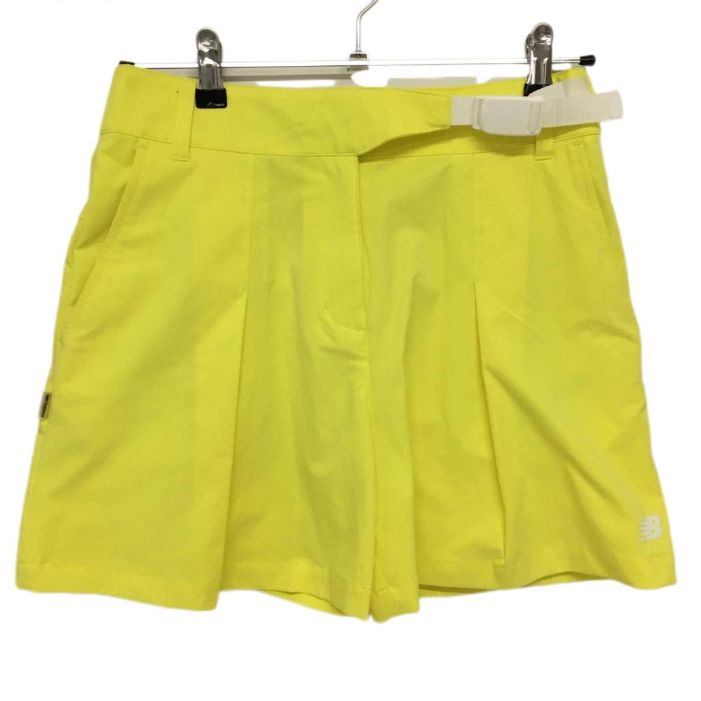 【美品】ニューバランスゴルフ キュロットスカート イエロー×白 スクエア織生地   レディース 0(S) ゴルフウェア New Balance