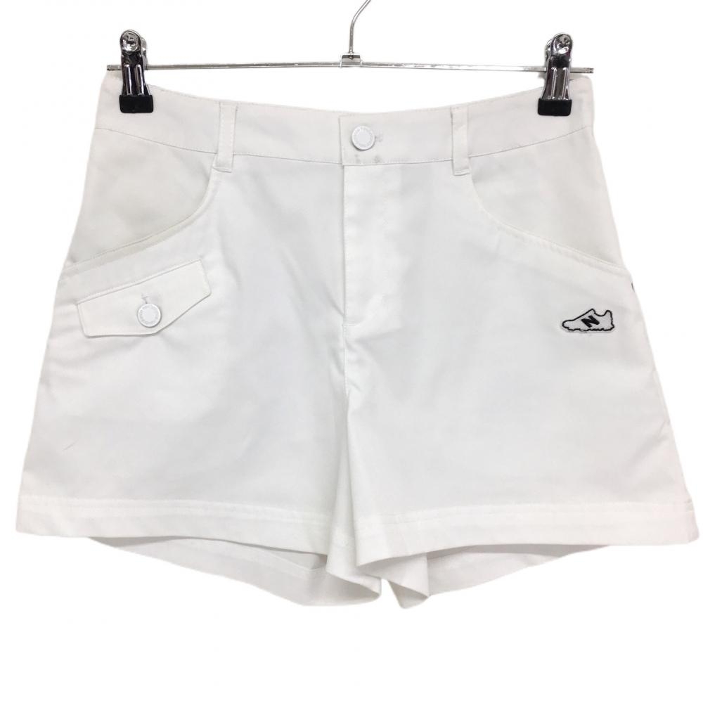 ニューバランスゴルフ キュロットスカート 白×黒 無地 後ろポケットボーダー ストレッチ  レディース 0(S) ゴルフウェア New Balance