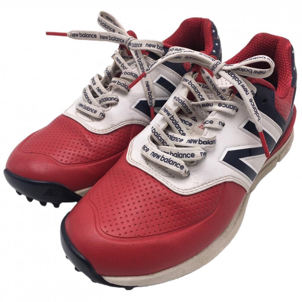 【美品】ニューバランス ゴルフシューズ レッド×ネイビー WG574SR 星条旗風 レディース 23.5 ゴルフウェア New Balance