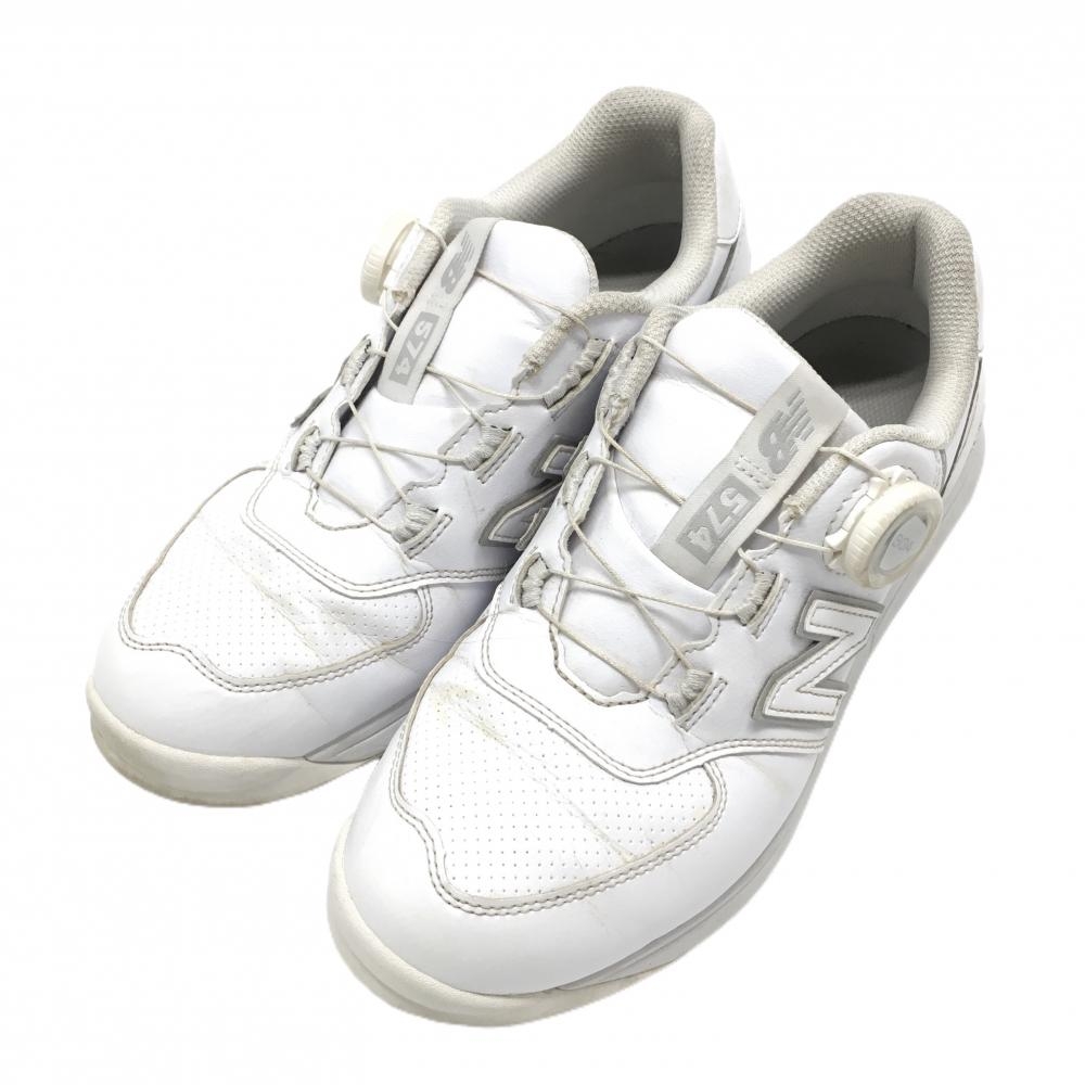 ニューバランス ゴルフシューズ 白×グレー WGBS574 BOA スパイクレス ダイヤル式 レディース 24.0 ゴルフウェア New Balance