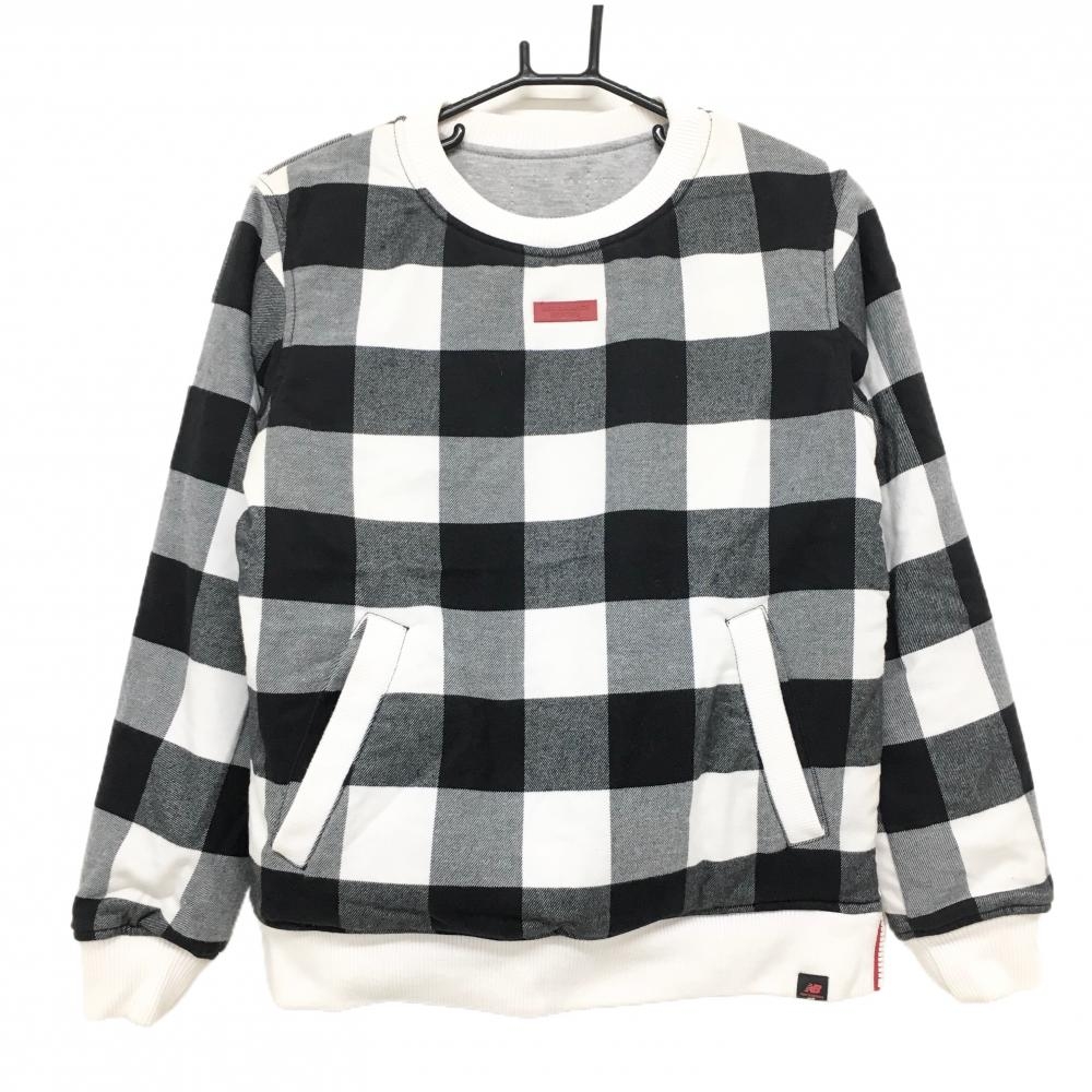 ニューバランスゴルフ 中綿リバーシブルブルゾン 白×黒 チェック 裏グレー レディース 0 ゴルフウェア New Balance