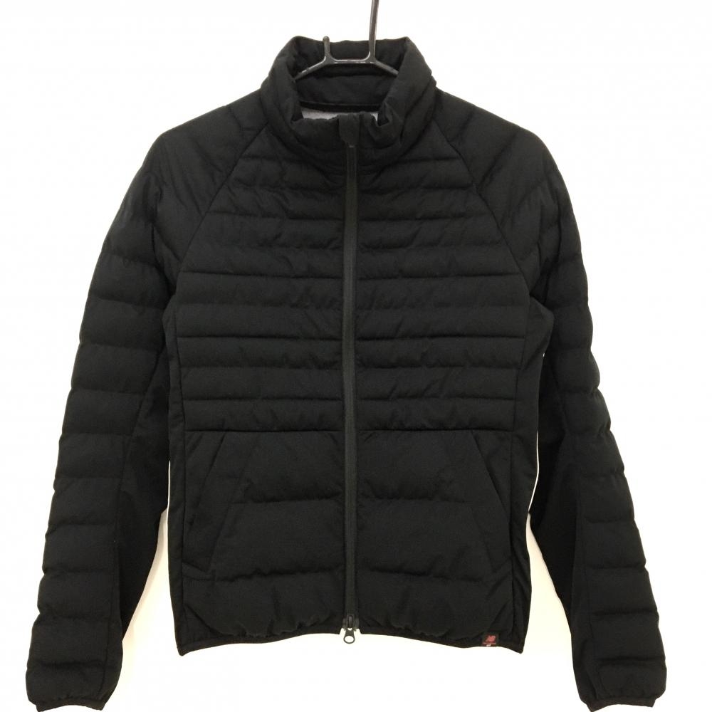 【美品】ニューバランスゴルフ 中綿ジャケット 黒×白 サイドロゴ ダブルジップ レディース 0(S) ゴルフウェア New Balance