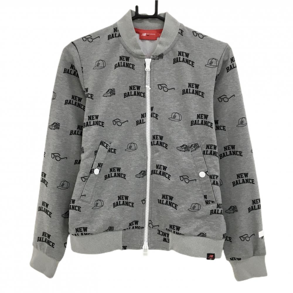 【美品】ニューバランスゴルフ ジャケットブルゾン 杢グレー×ダークネイビー  レディース 1(M) ゴルフウェア New Balance