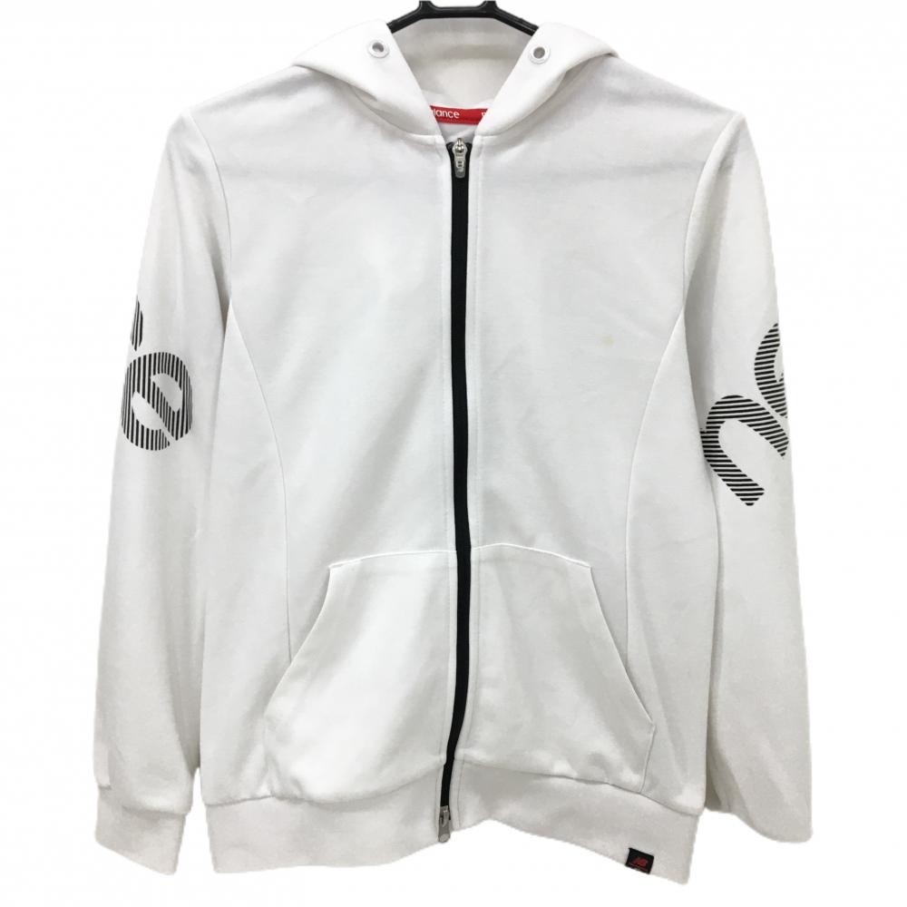 ニューバランスゴルフ ジップパーカー 白 袖ロゴプリント ジャケット レディース 1(M) ゴルフウェア New Balance